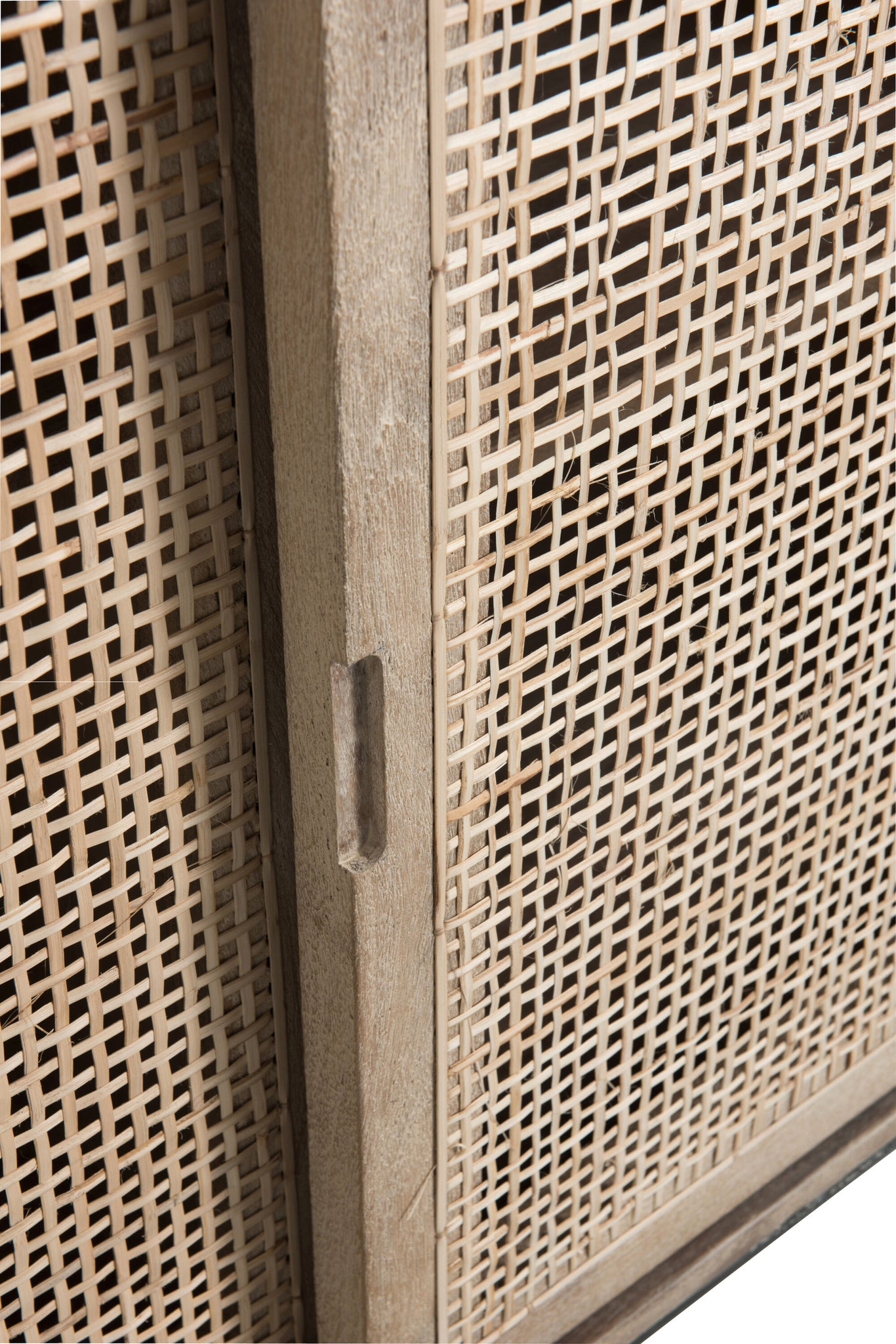 Cabinet 3Sliding Doors Woven Reed Mango Wood Natural