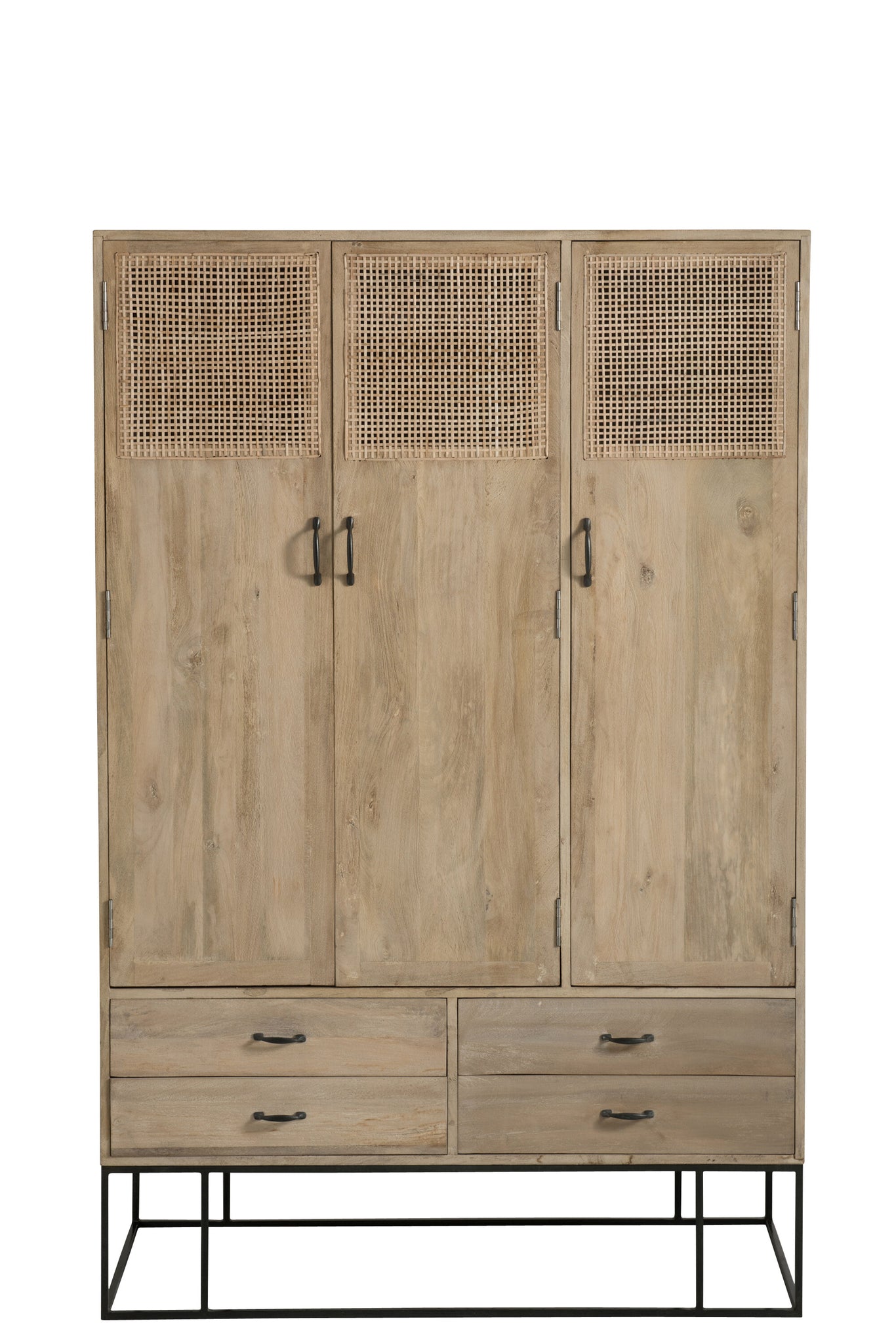 Cabinet 3Doors+4Drawers Woven Reed Mango Wood Natural