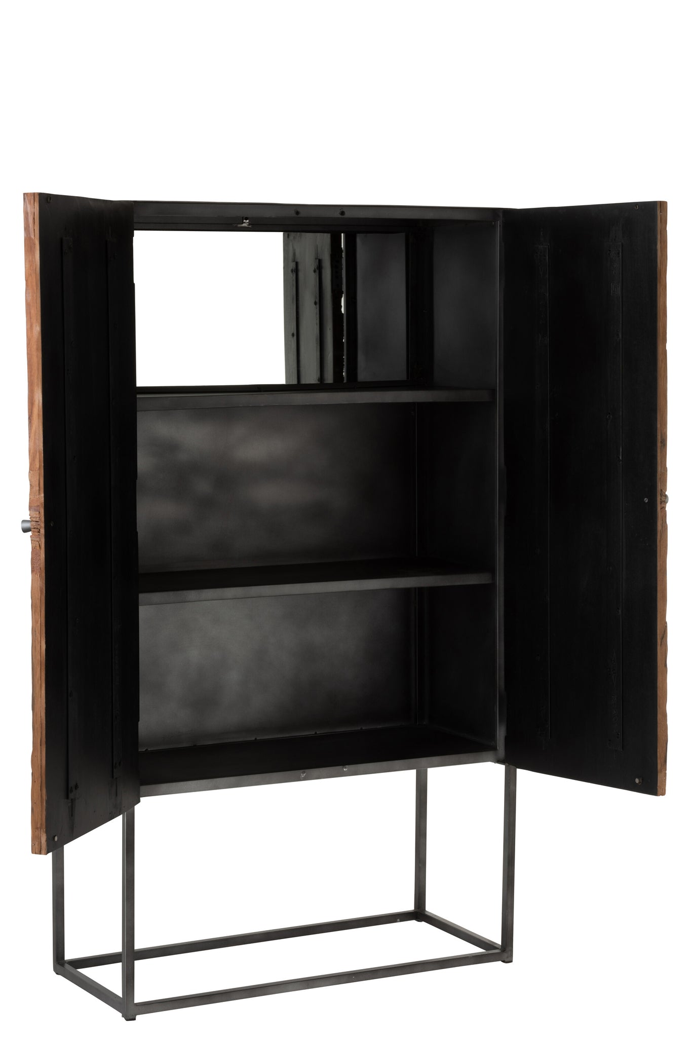 Bar Cabinet Shanil 2 Doors Wood/Iron Natural/Grey