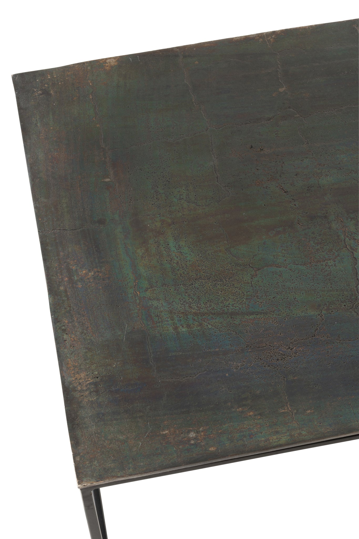 Rechteckiger Couchtisch aus oxidiertem Aluminium/Eisen, antikschwarz