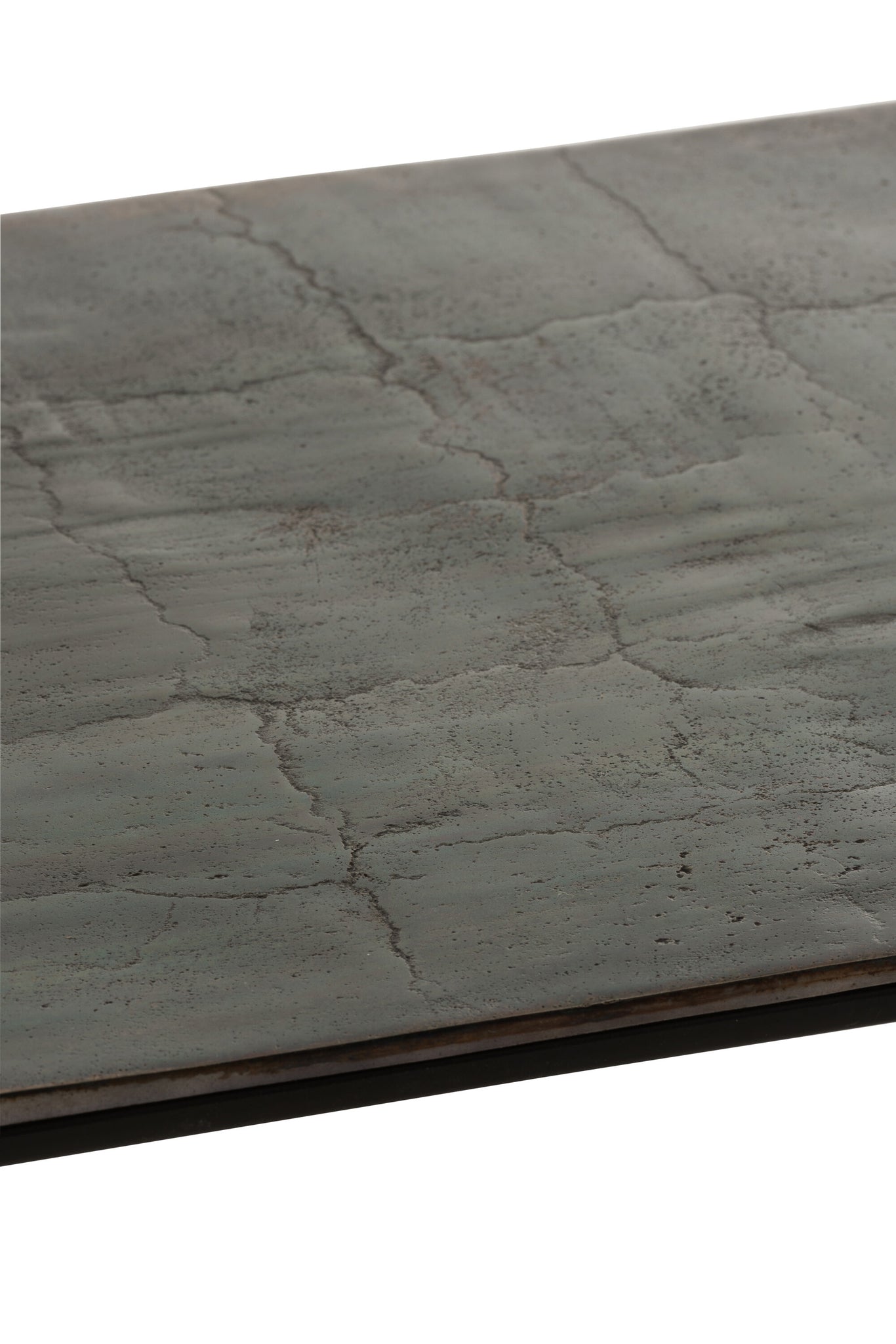 Rechteckiger Couchtisch aus oxidiertem Aluminium/Eisen, antikschwarz