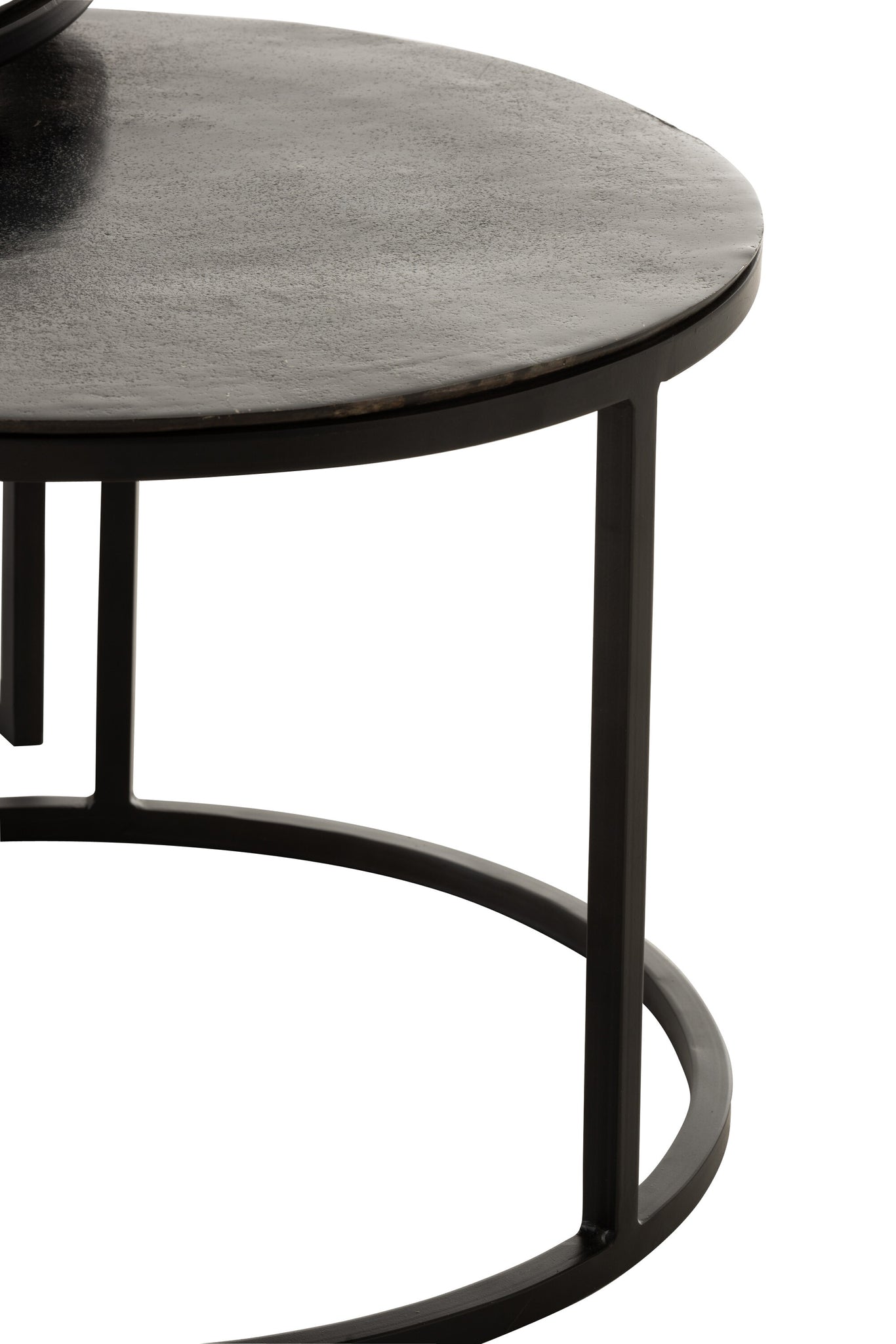 Set 3 Side Tables Round Oxidize Aluminium/Iron Antique Black