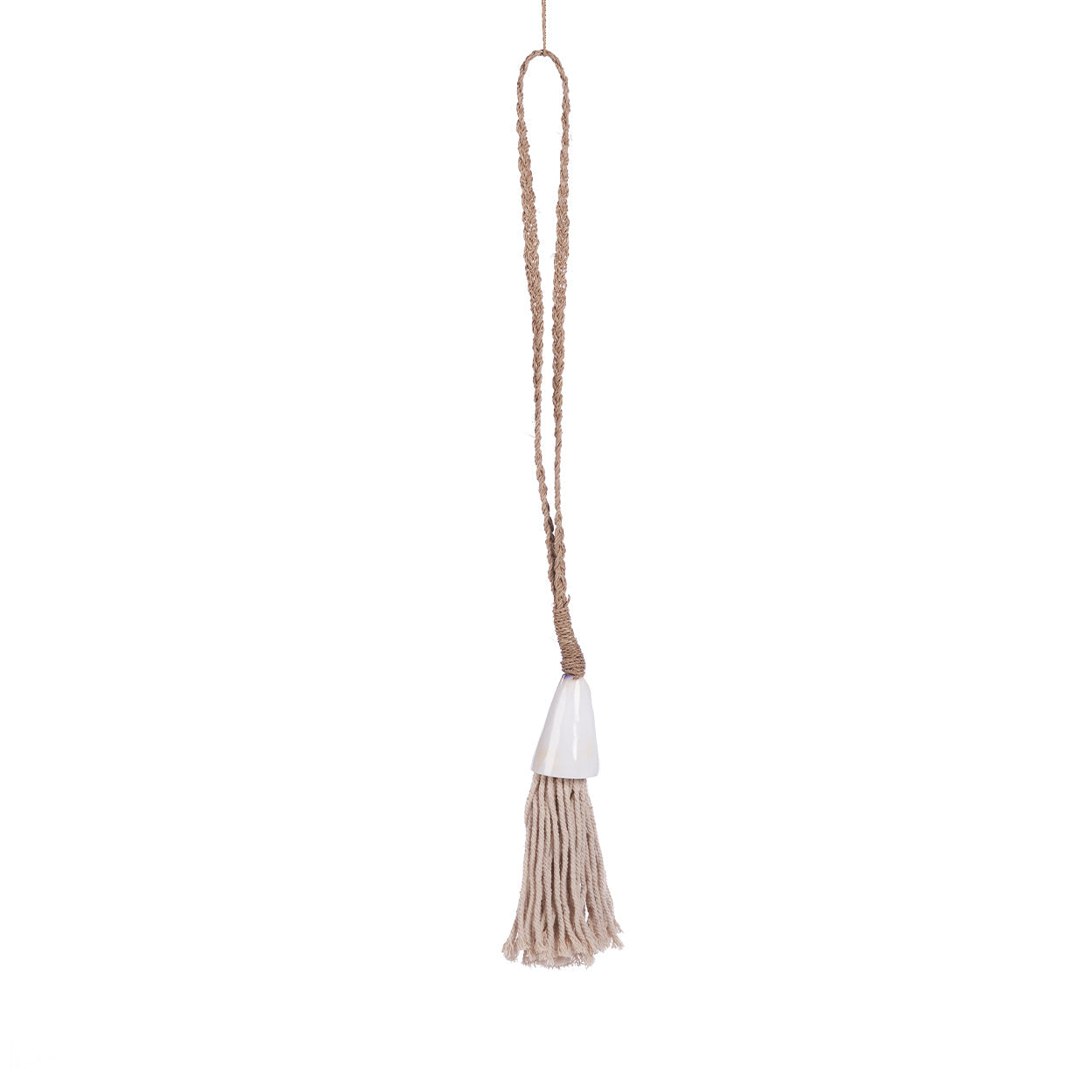 Ketting Shoreline – zeegras en schelp, naturel, 60 cm