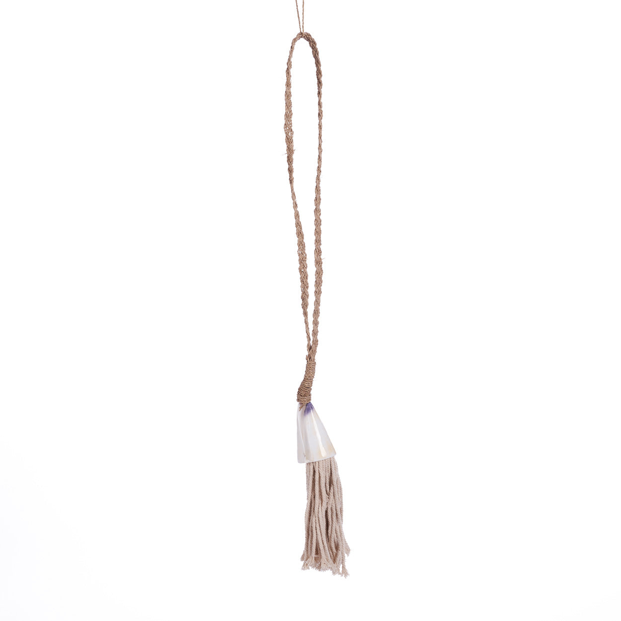 Ketting Shoreline – zeegras en schelp, naturel, 60 cm