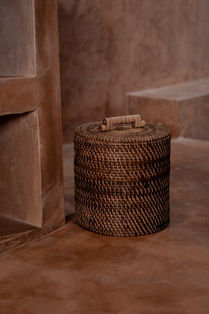 The Rattan Bin Low - Natural Brown