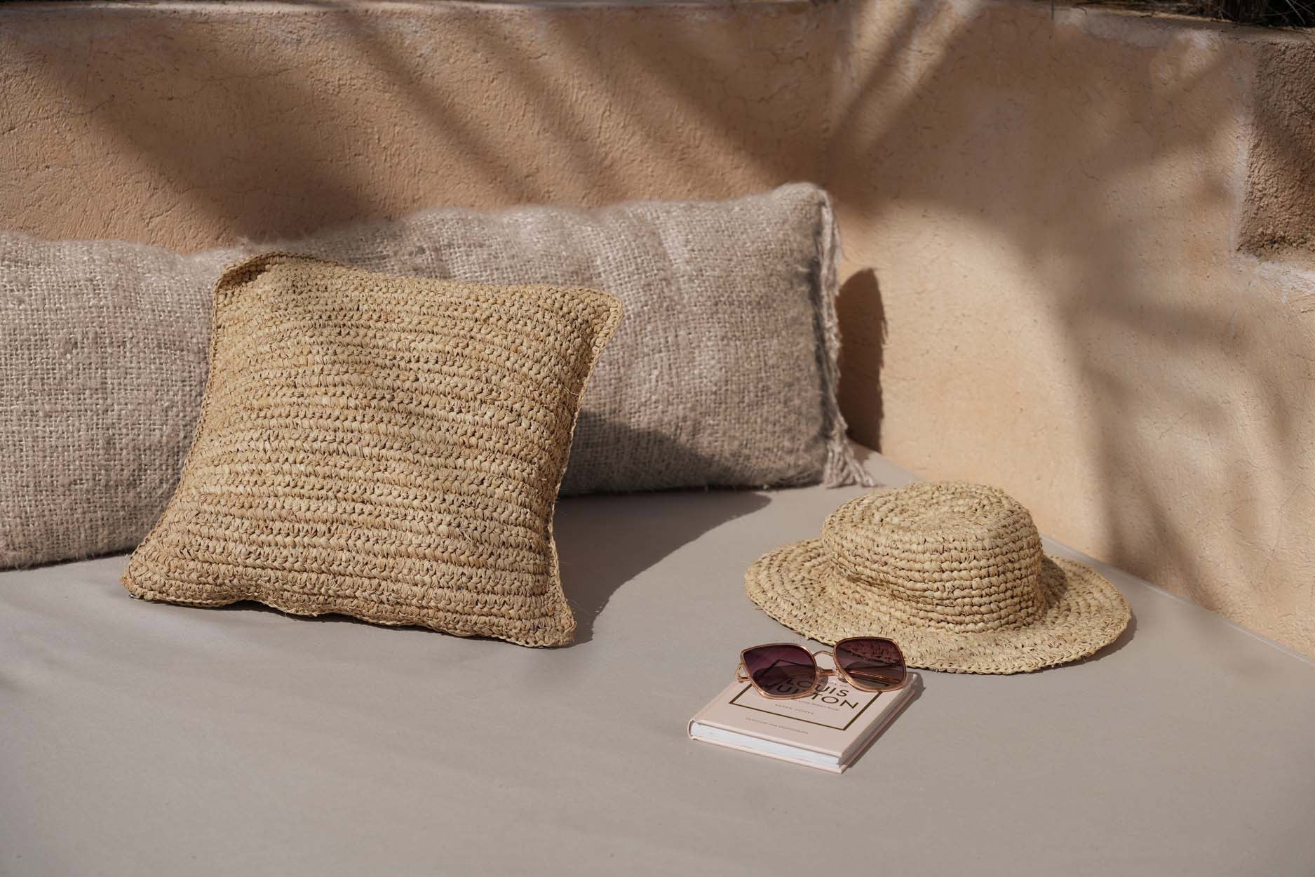 Kussenhoes Flores – raffia, naturel, 40x40 cm