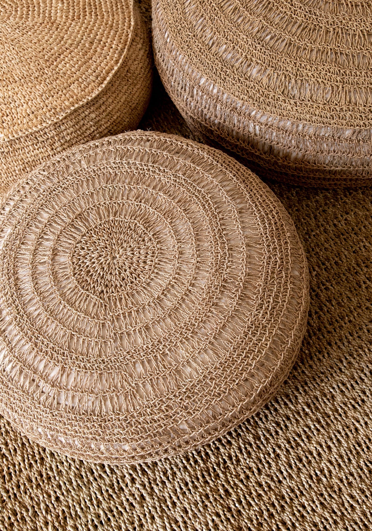The Raffia Flores Pouf - Natural
