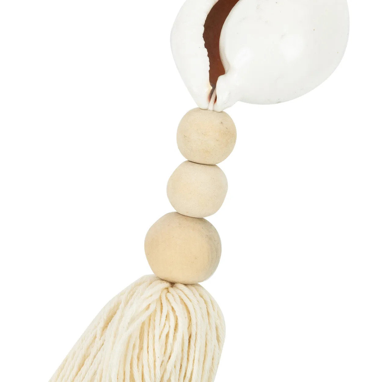 Sleutelhanger Togian – hout en katoen, naturel wit, 25 cm