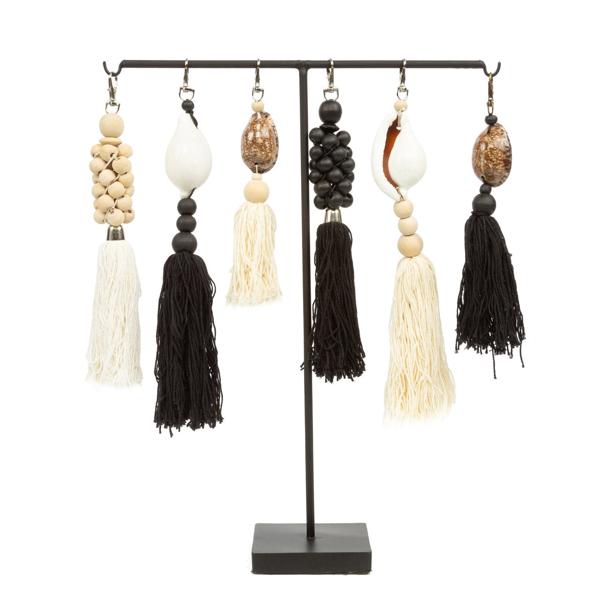Sleutelhanger Sumbawa – schelp en hout, naturel bruin, 20 cm