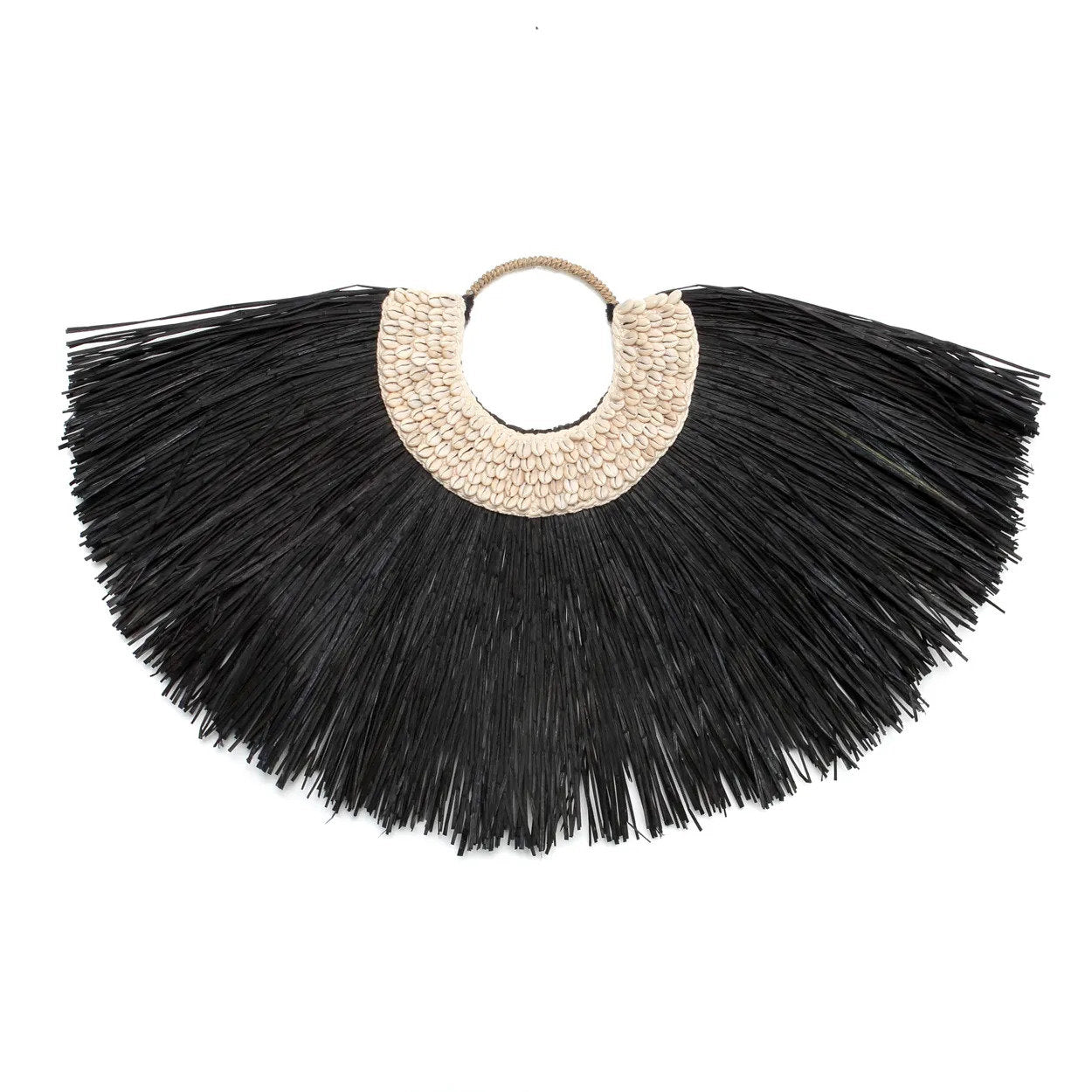 Decoratieobject Alang Cowrie – gras en schelp, 80x10x65 cm