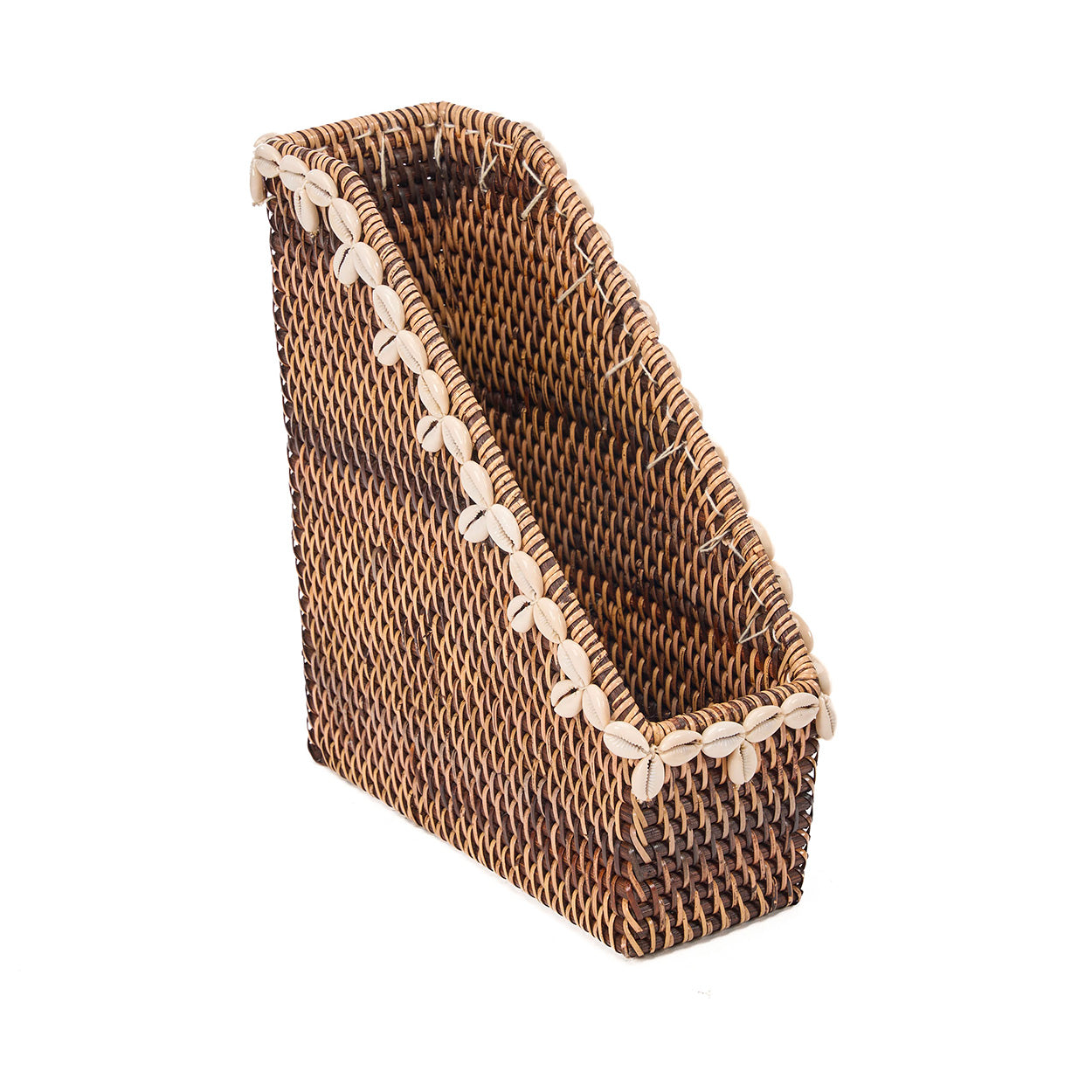Opberger Shell Edge – rattan, naturel bruin, 27x12x30 cm