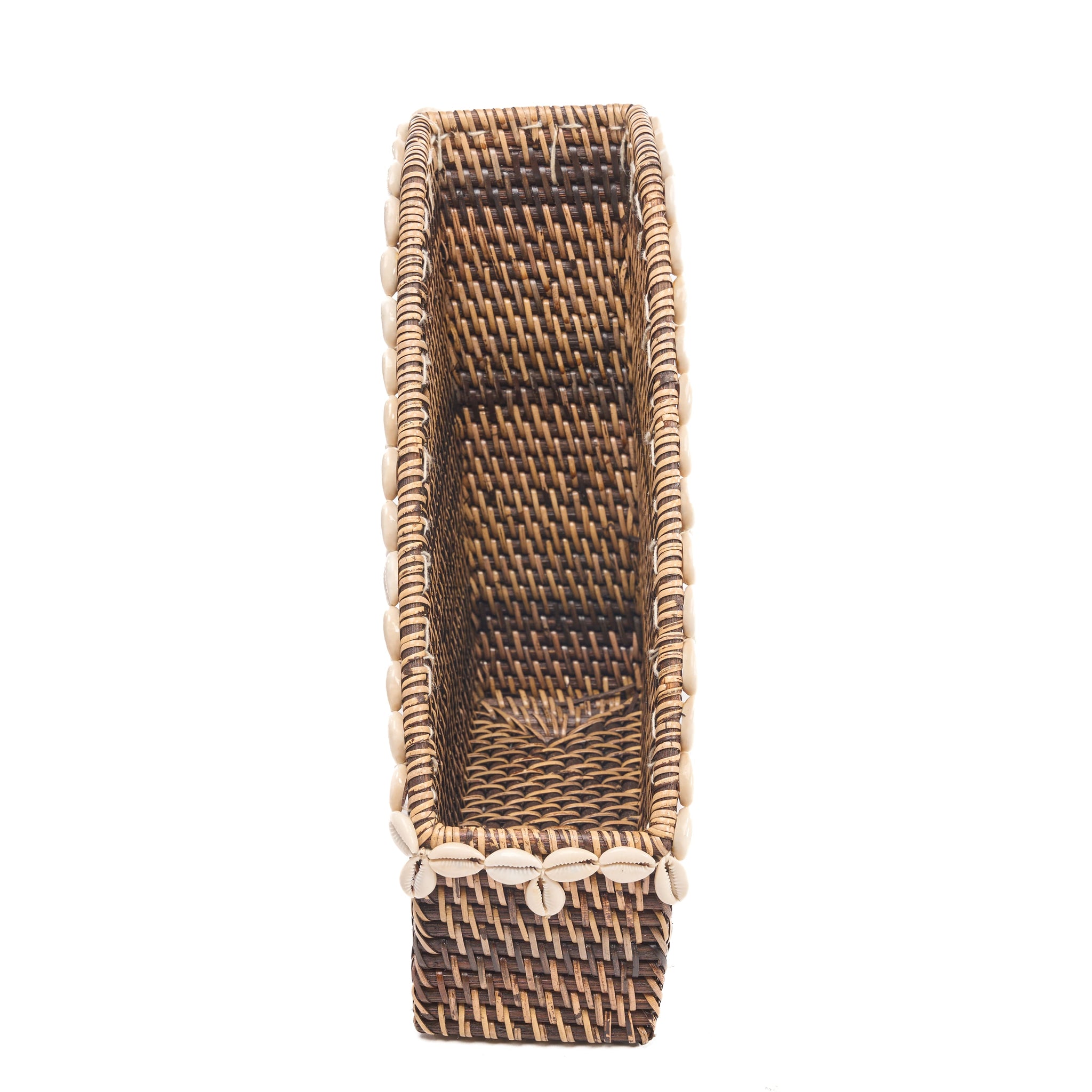 Opberger Shell Edge – rattan, naturel bruin, 27x12x30 cm