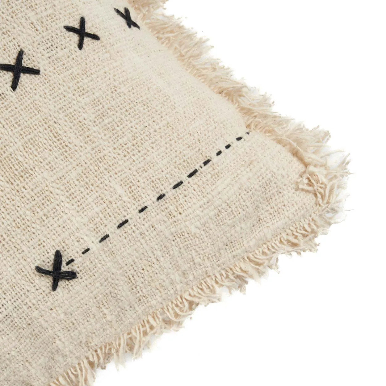 Kussenhoes French Kiss – katoen, naturel/zwart, 50x50 cm