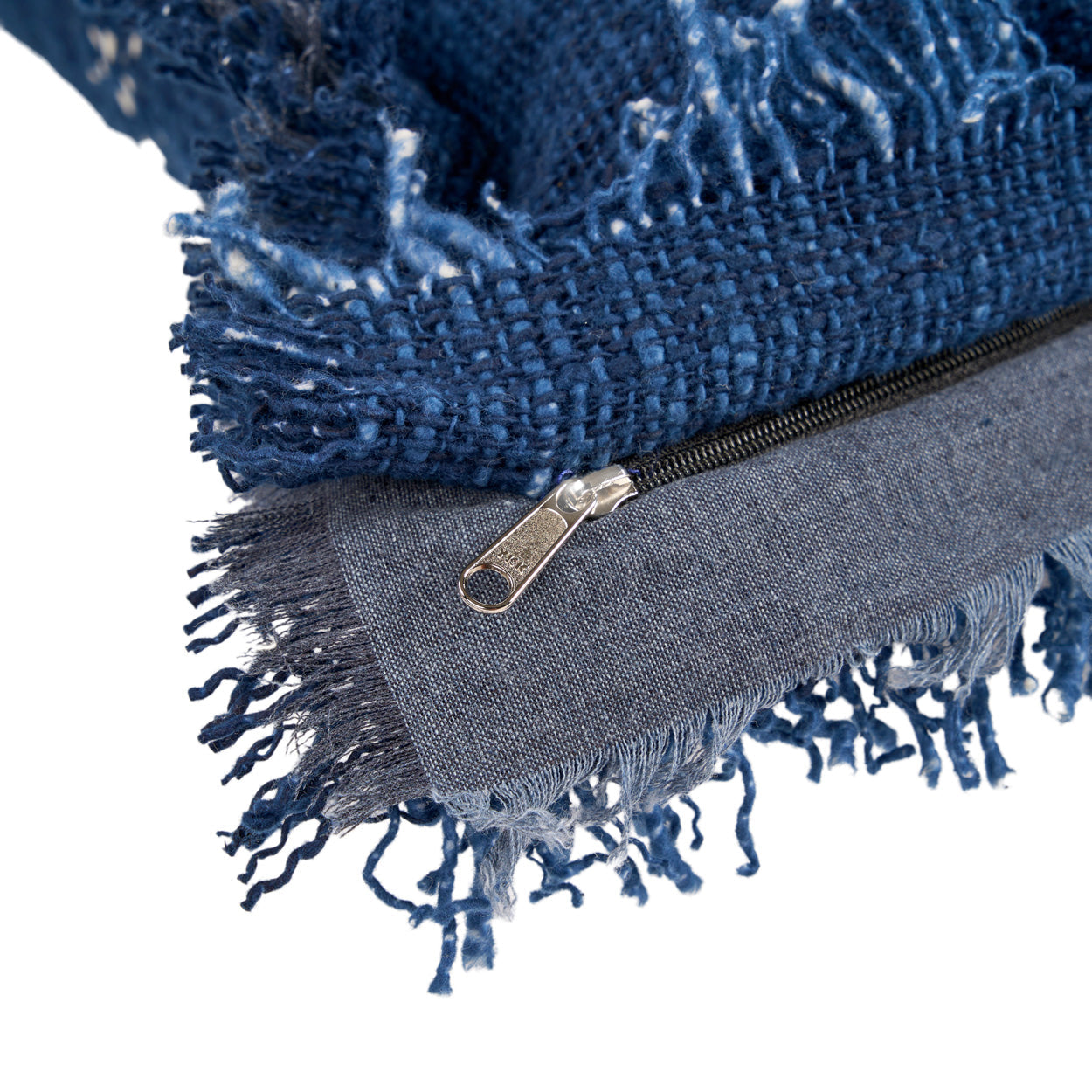 Kussenhoes Azure Fringe – katoen/linnen, blauw, 50x50 cm