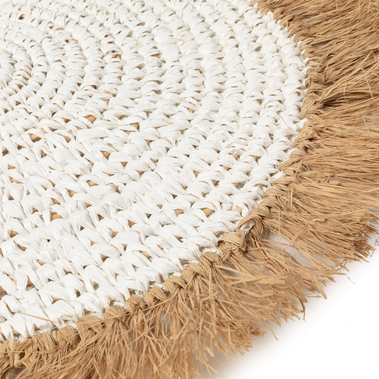 Platzset aus Wasserhyazinthe und Raffia – Weiß Natur