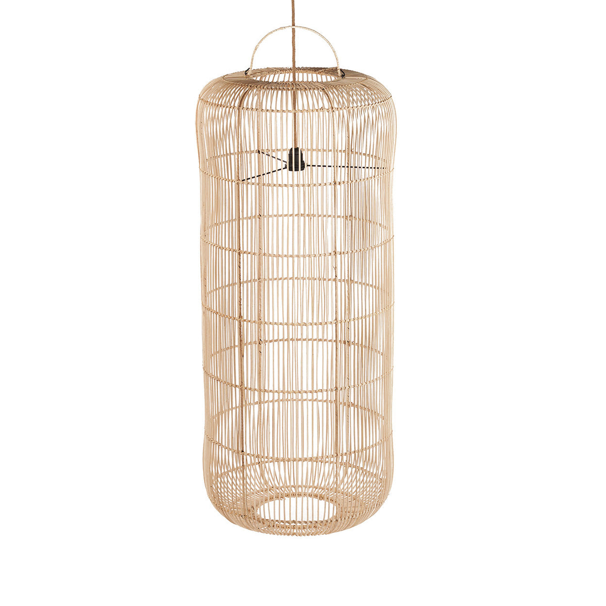 Suspension Bozelo – rotin, naturel, ø50×120 cm