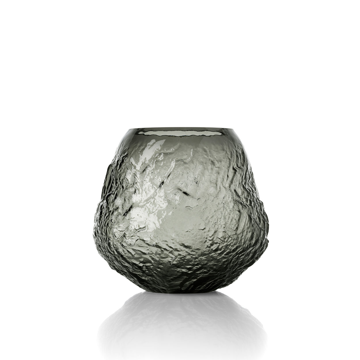 Vaas Earth Crater – gerecycled glas, zwart, ø26×24 cm