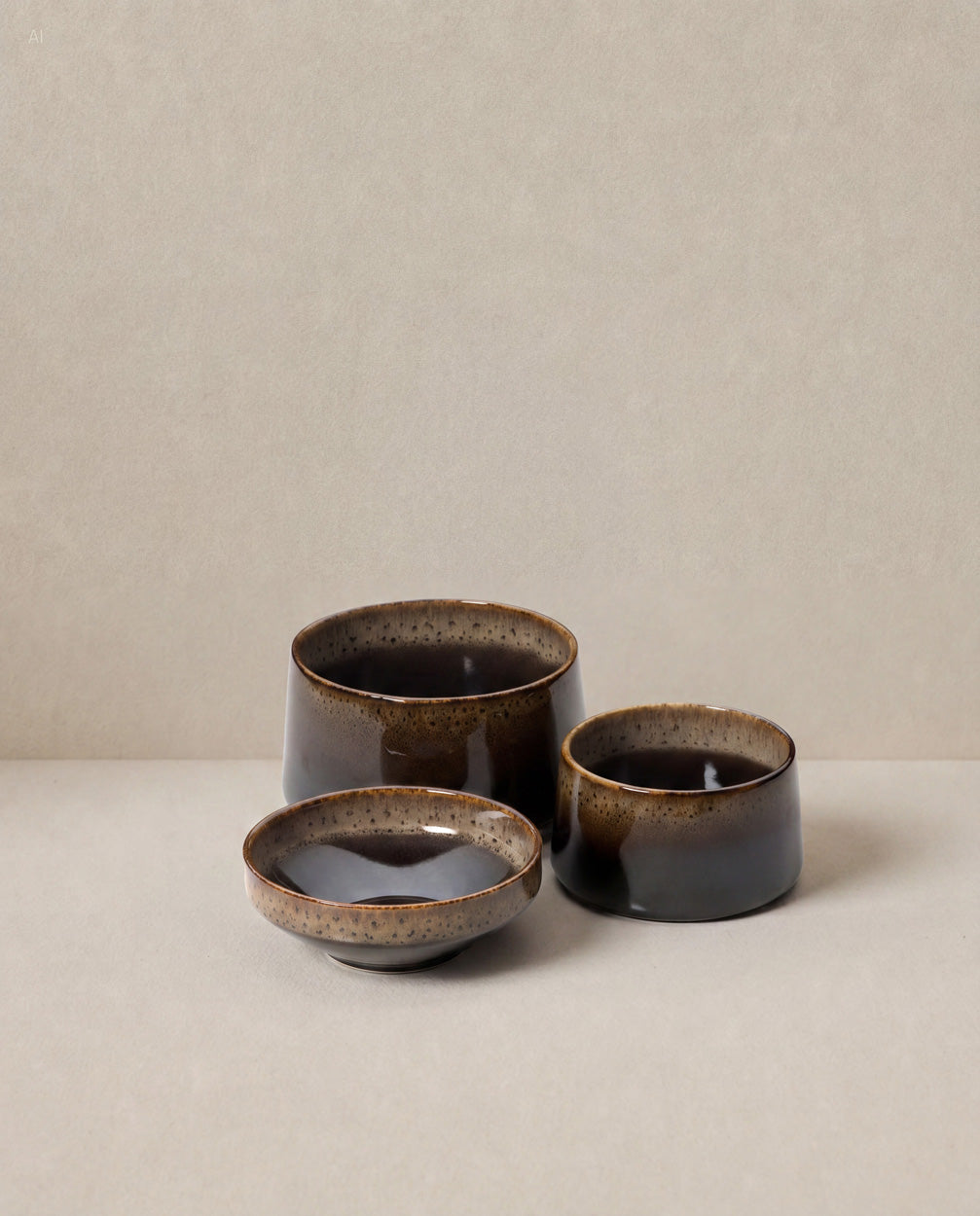 Kom Kyoto – keramiek, donkerbruin, ø16×8 cm, L