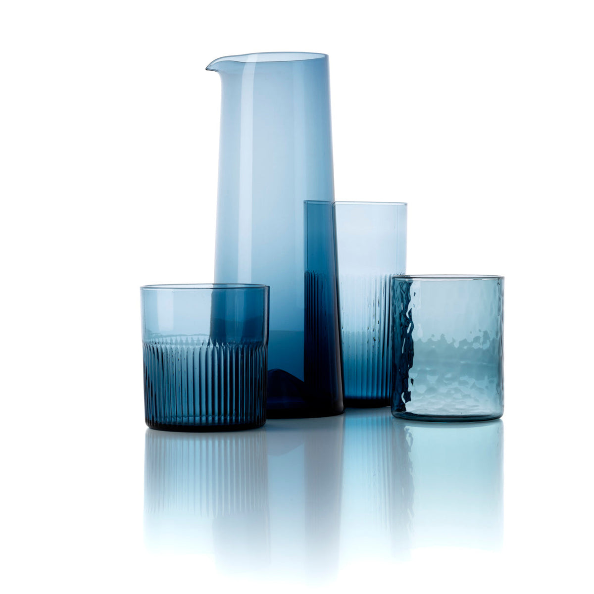 Szklanka Azure Rippled – niebieska, niska