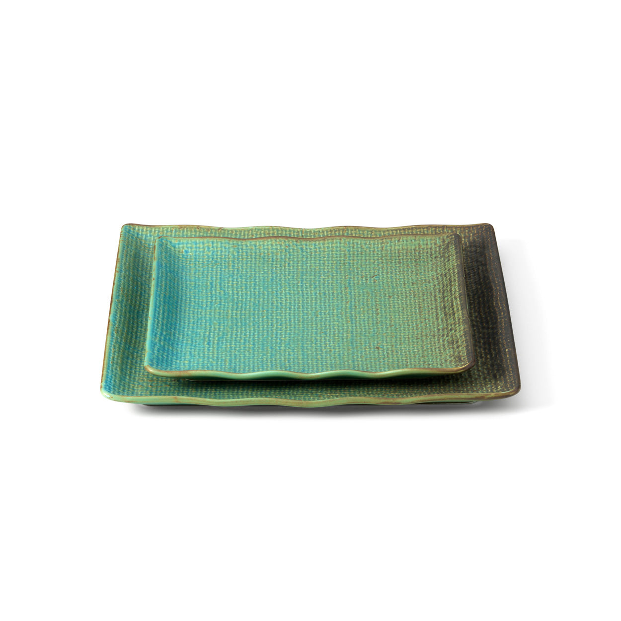Bord Lagoon – keramiek, lagunegroen, vierkant 25x25 cm