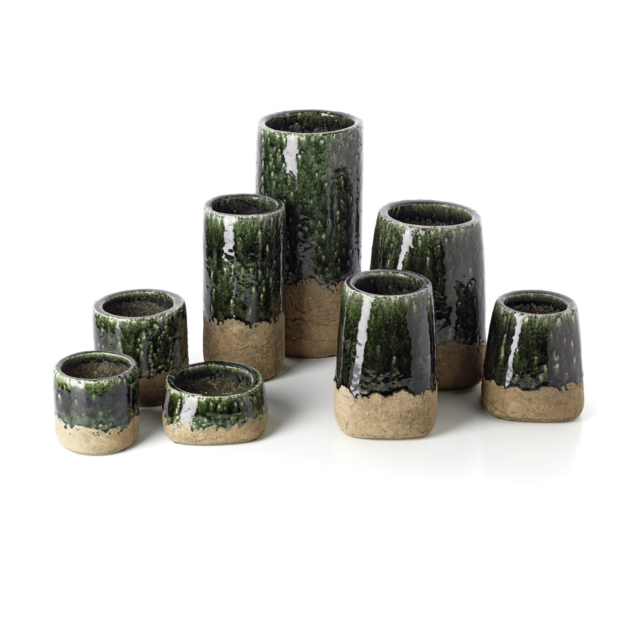 Plantenschaal Moss – steengoed, betongroen, ø16×8 cm