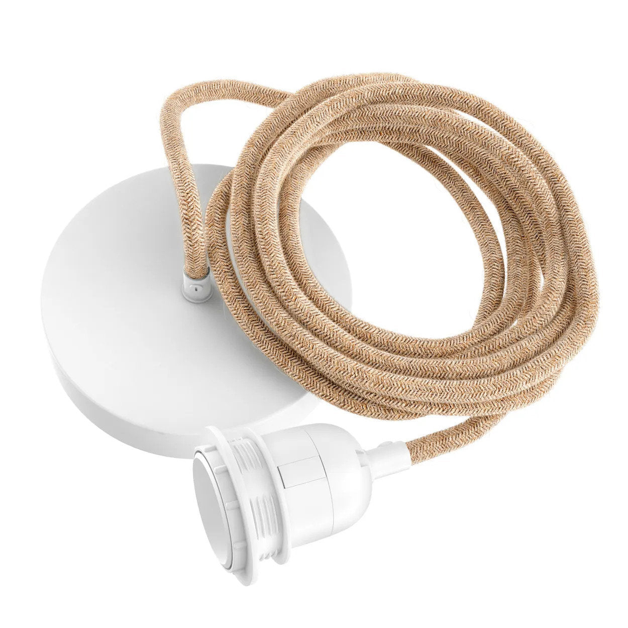 Plafondfitting E27 – snoer naturel wit, 250 cm