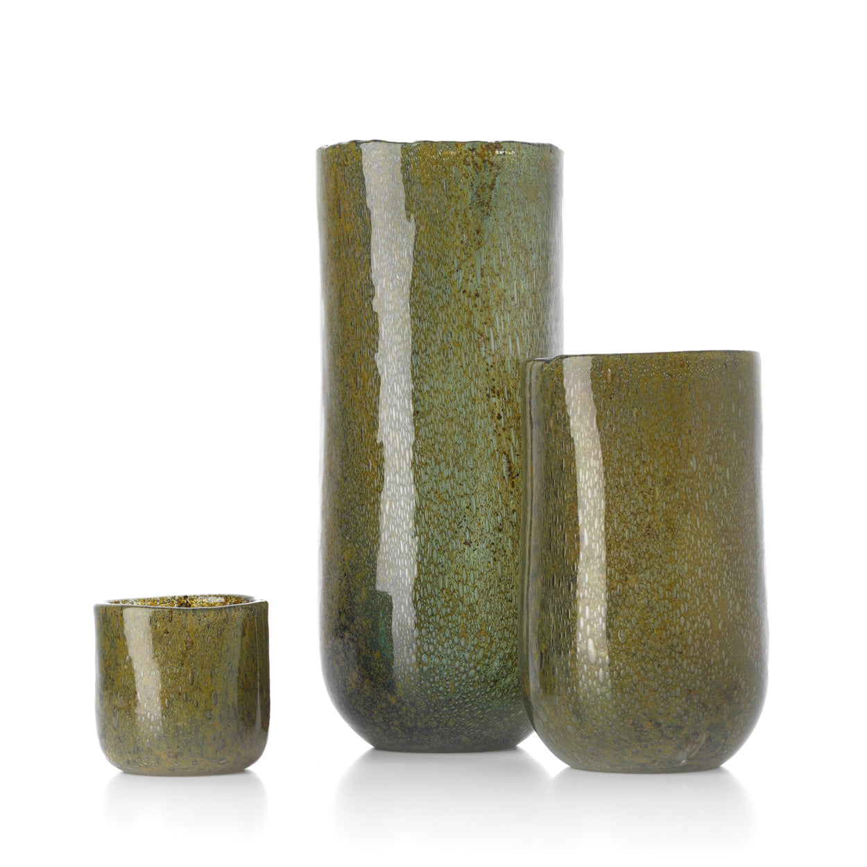 Vaas Forest – glas, olijfgroen, ø14×33 cm, hoog