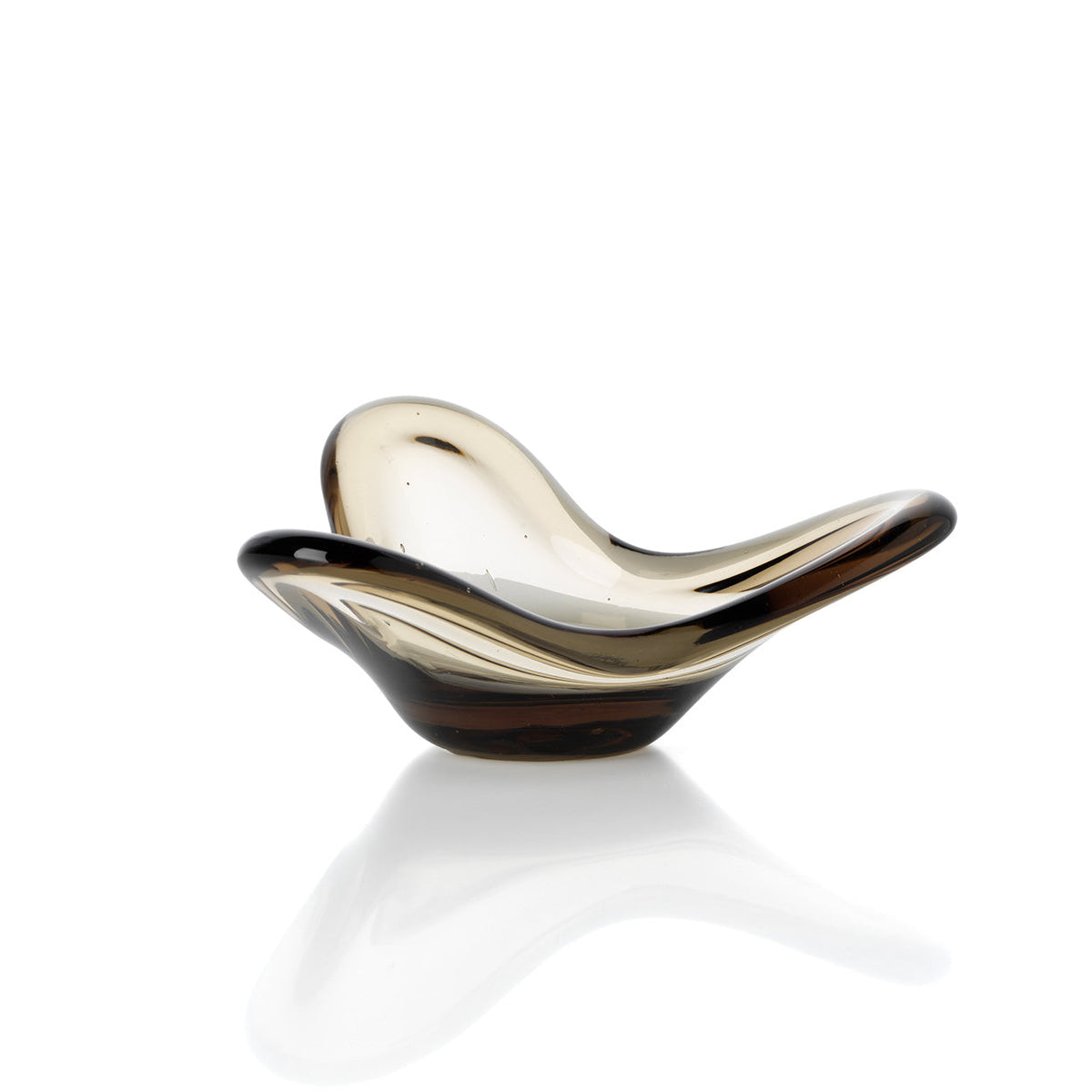 Kandelaar Liquid Form – glas, rookgrijs, ø16×8 cm
