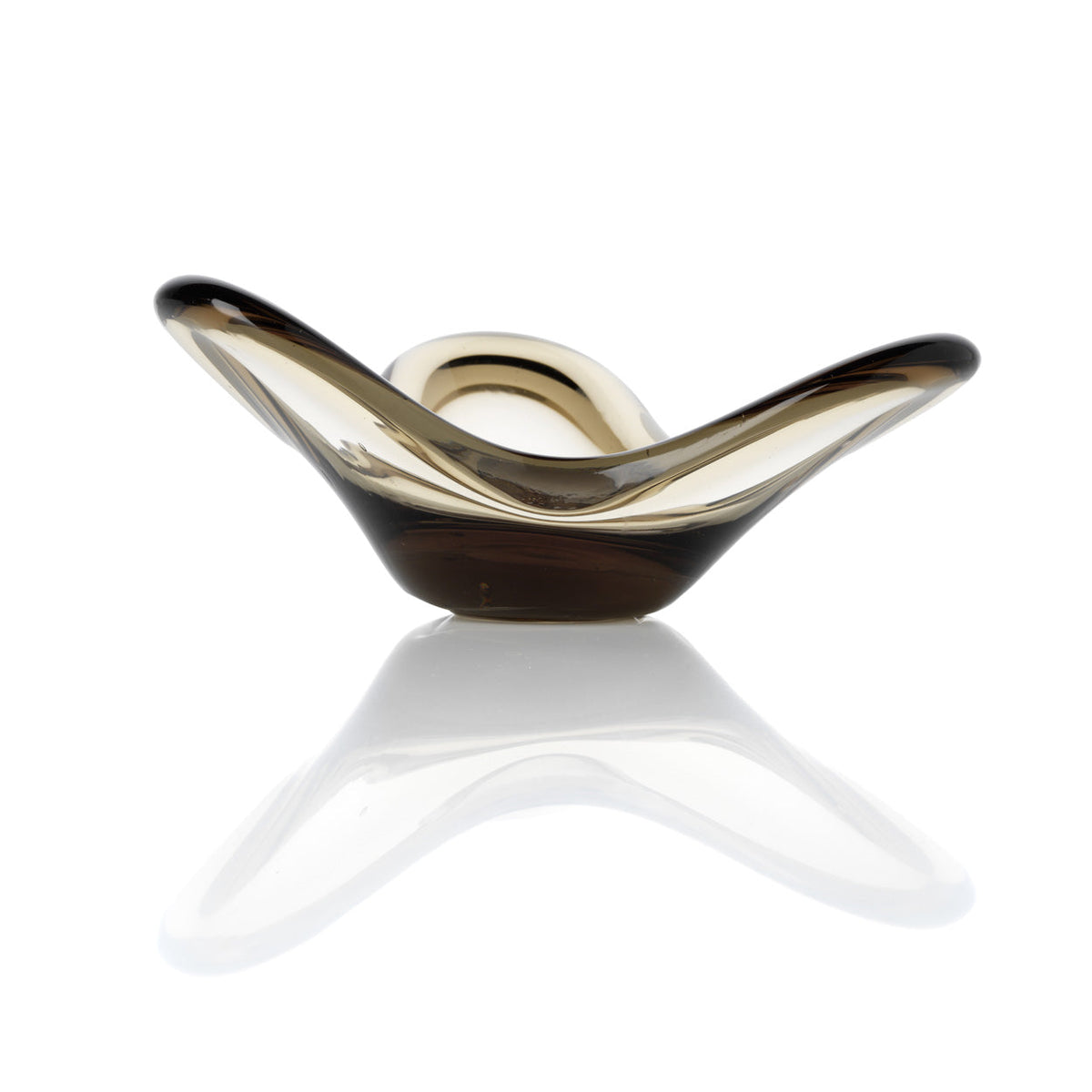 Kandelaar Liquid Form – glas, rookgrijs, ø16×8 cm