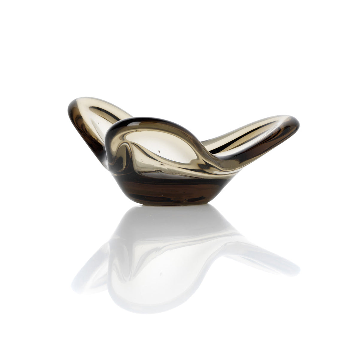 Kandelaar Liquid Form – glas, rookgrijs, ø16×8 cm