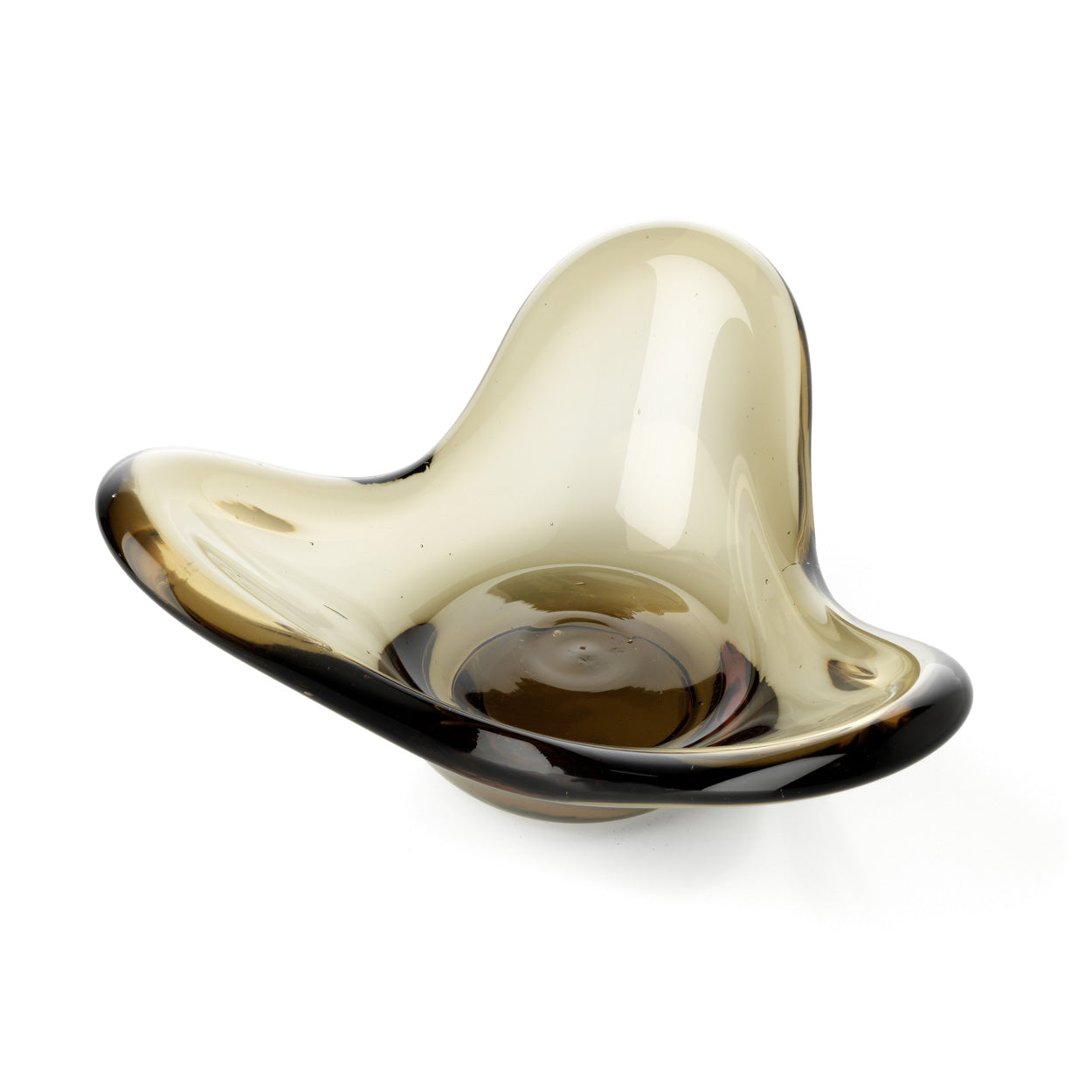 Kandelaar Liquid Form – glas, rookgrijs, ø16×8 cm