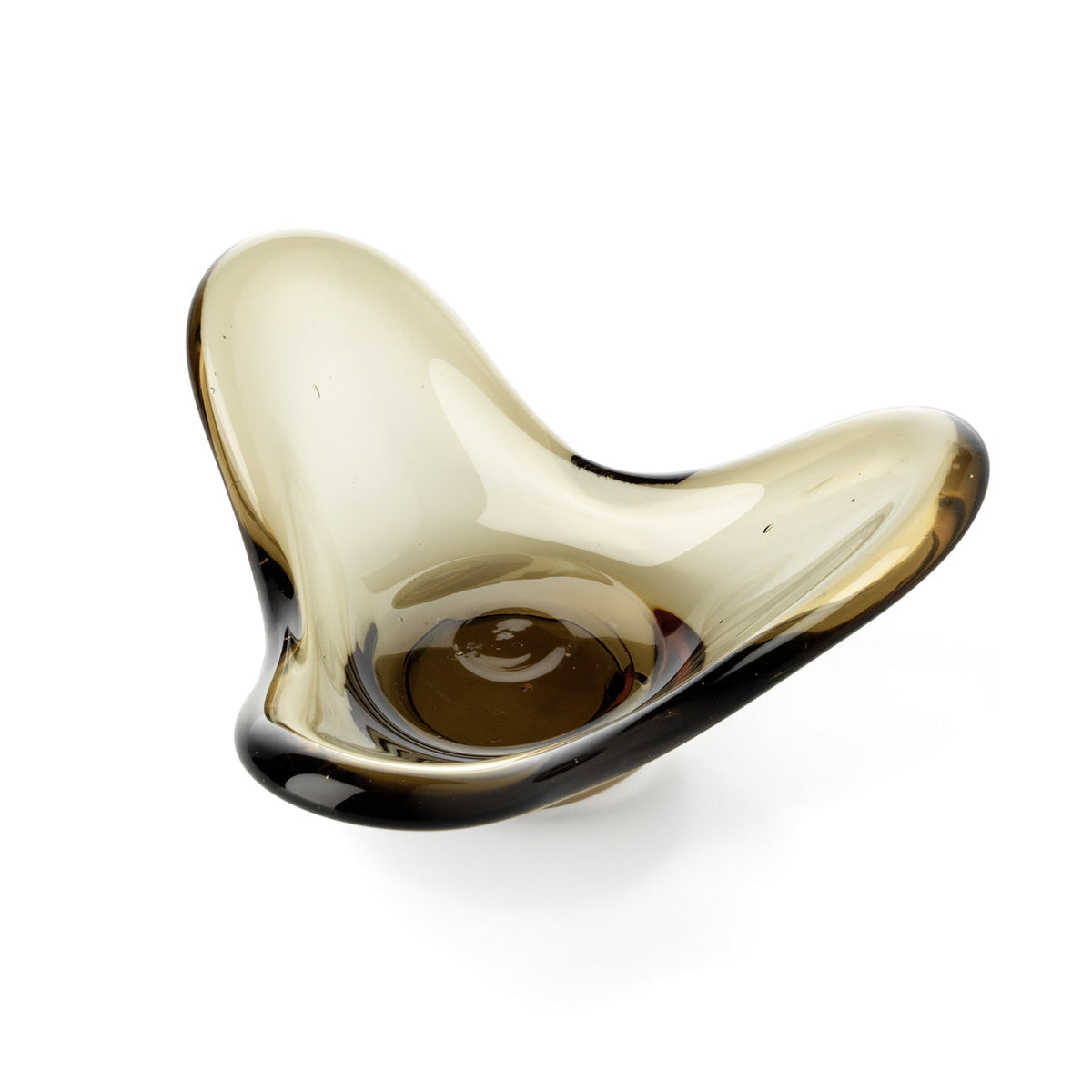 Kandelaar Liquid Form – glas, rookgrijs, ø16×8 cm