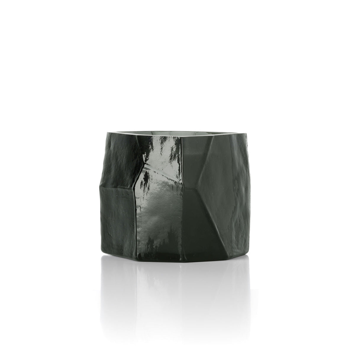 Waxinelichthouder Olivine – glas, rookgrijs, 10×9×9 cm