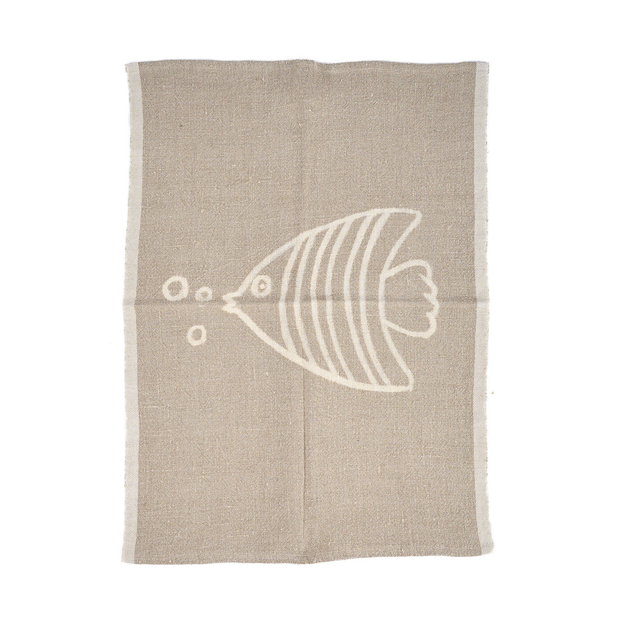 De Linen Fish Keukendoek - Natural White - 50x70