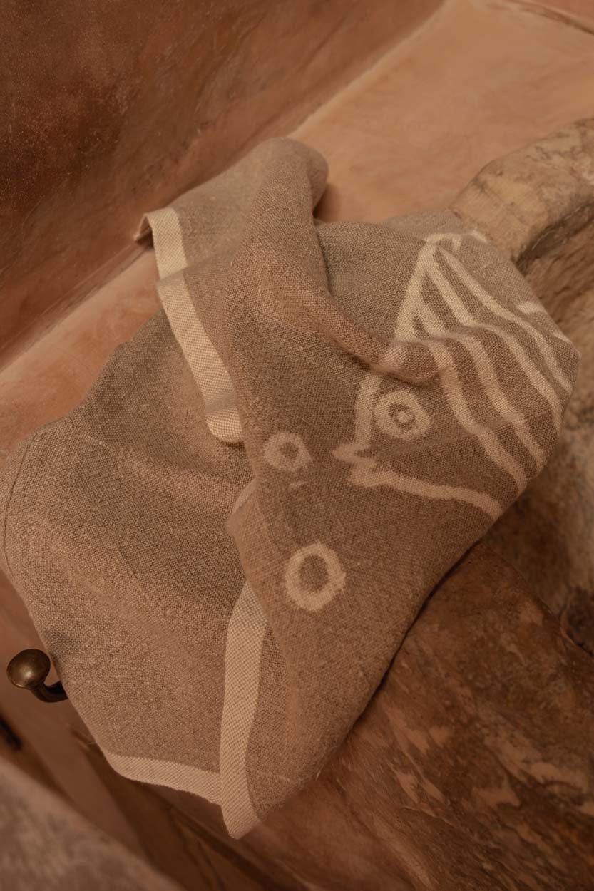 De Linen Fish Keukendoek - Natural White - 50x70