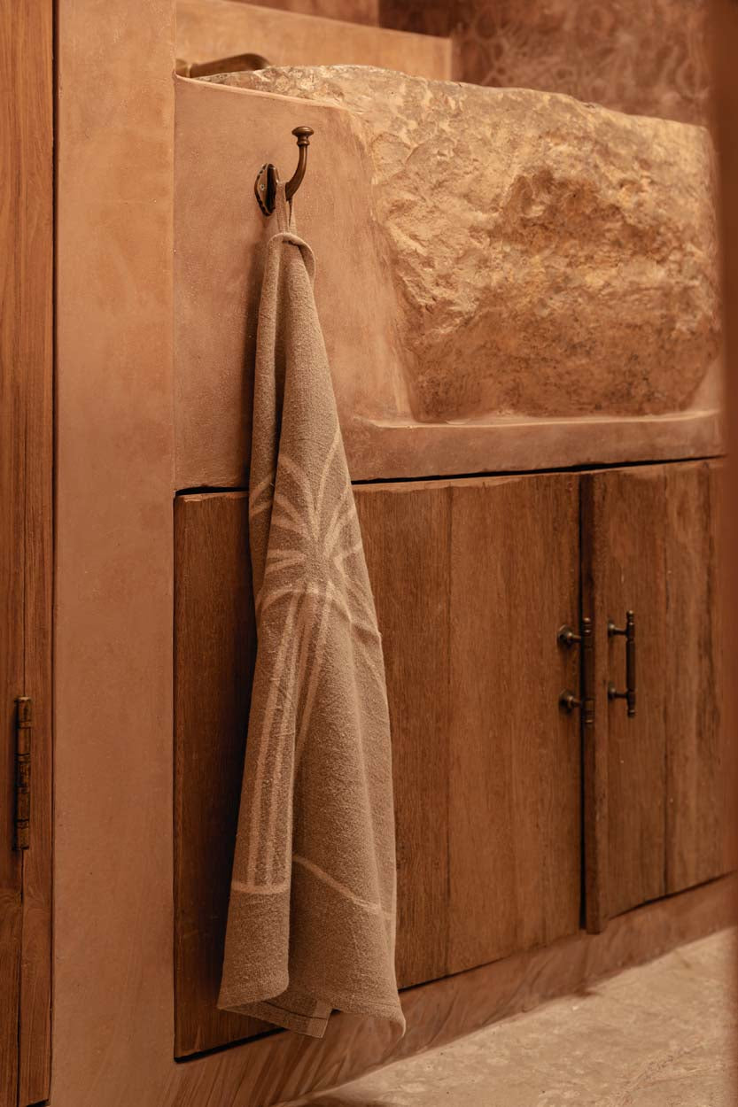 Küchenhandtuch mit Palmenmuster aus Leinen – Naturweiß – 50 x 70