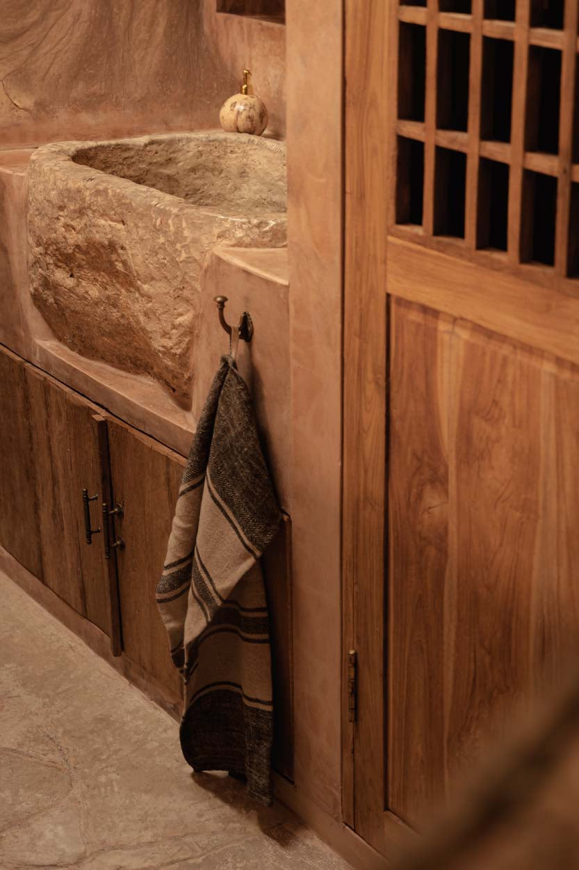 De Linen Smudge Keukendoek - Natural Black - 50x70