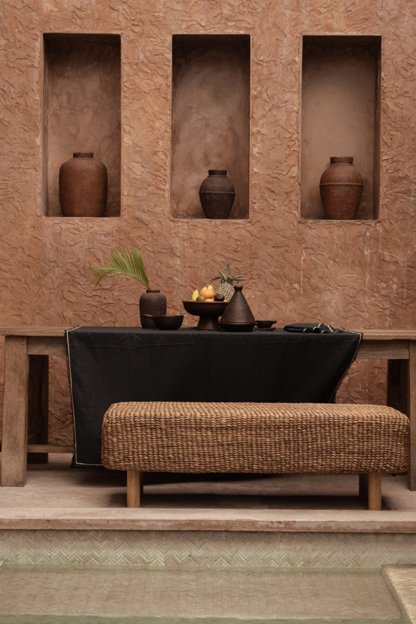 The Tuscany Tablecloth - Black Natural - 150x300
