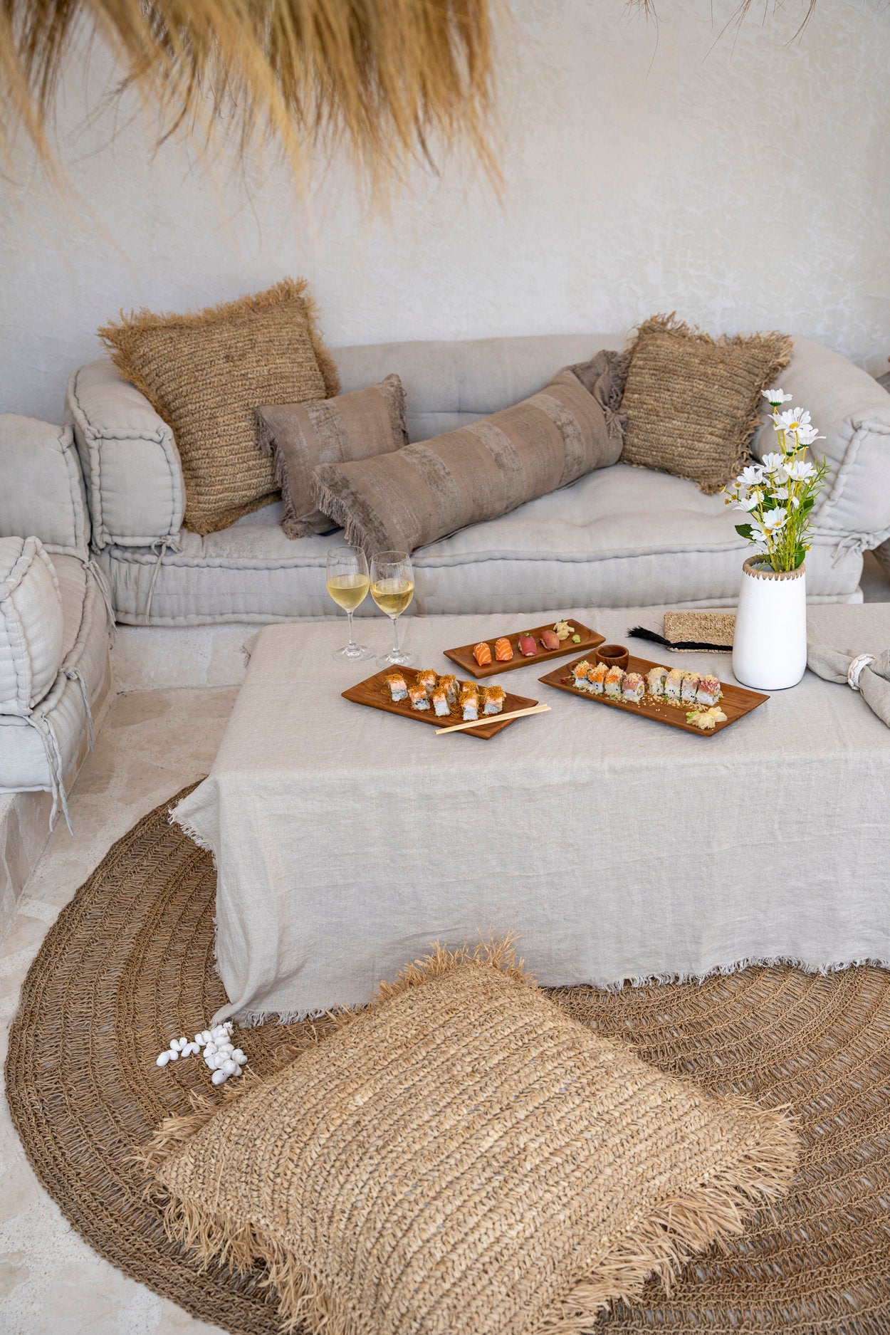 Die Leinentischdecke - Beige - 150x150