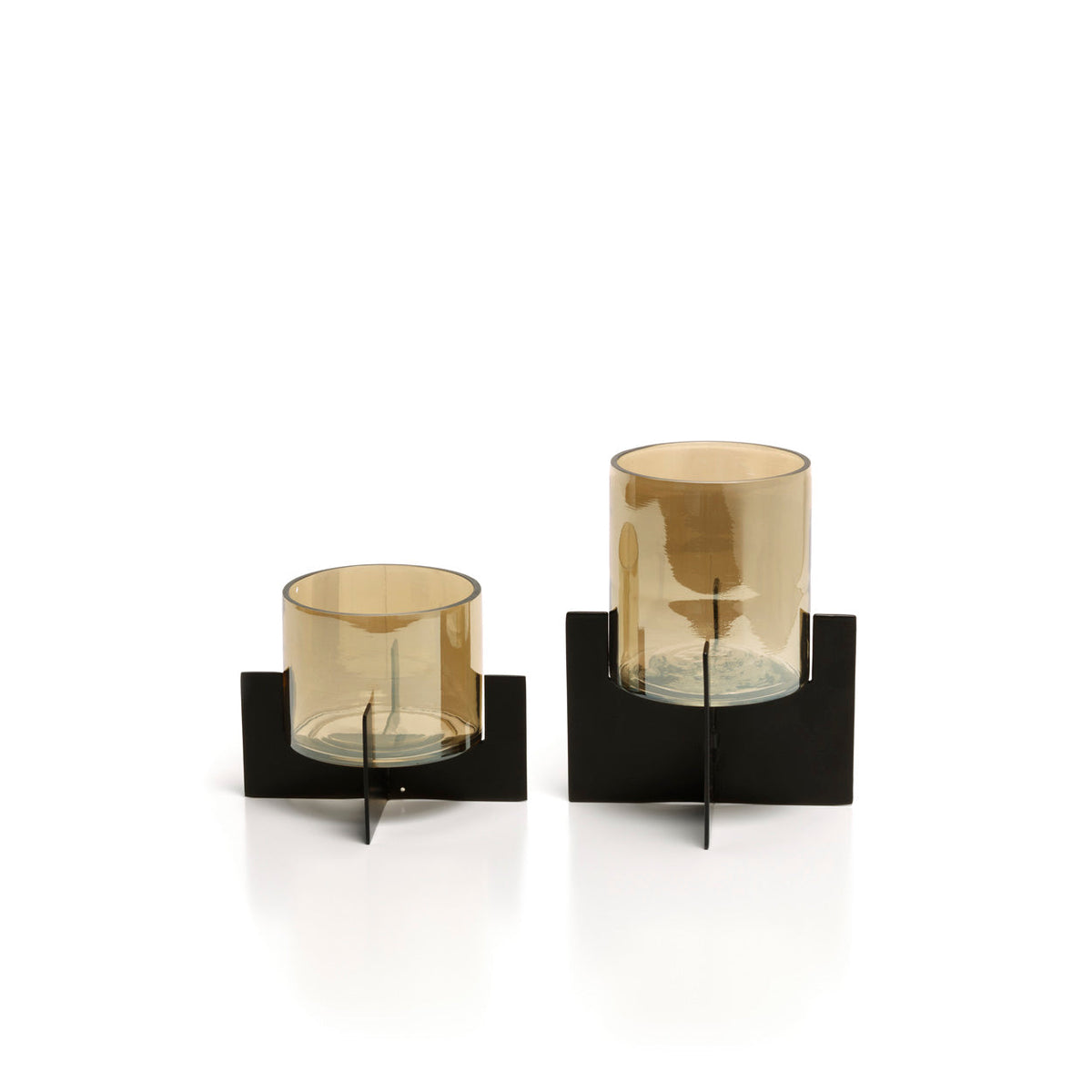 Stormlicht Hurricane X laag – glas en metaal, zwart, ø13×10 cm