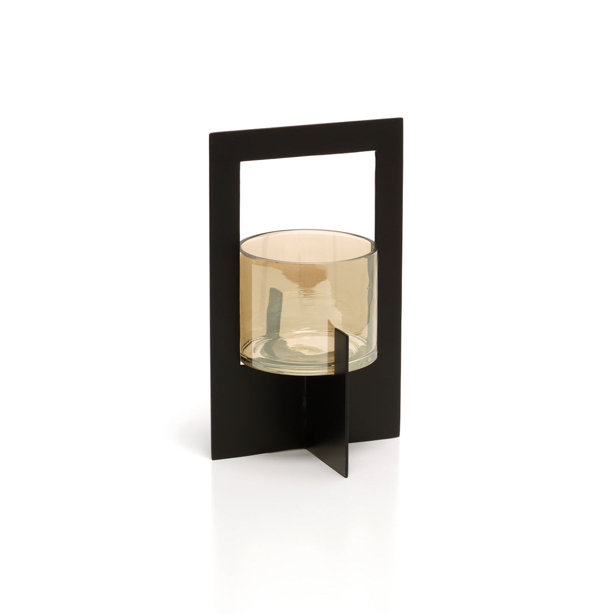 Stormlicht Hurricane Framed – glas en metaal, zwart, L