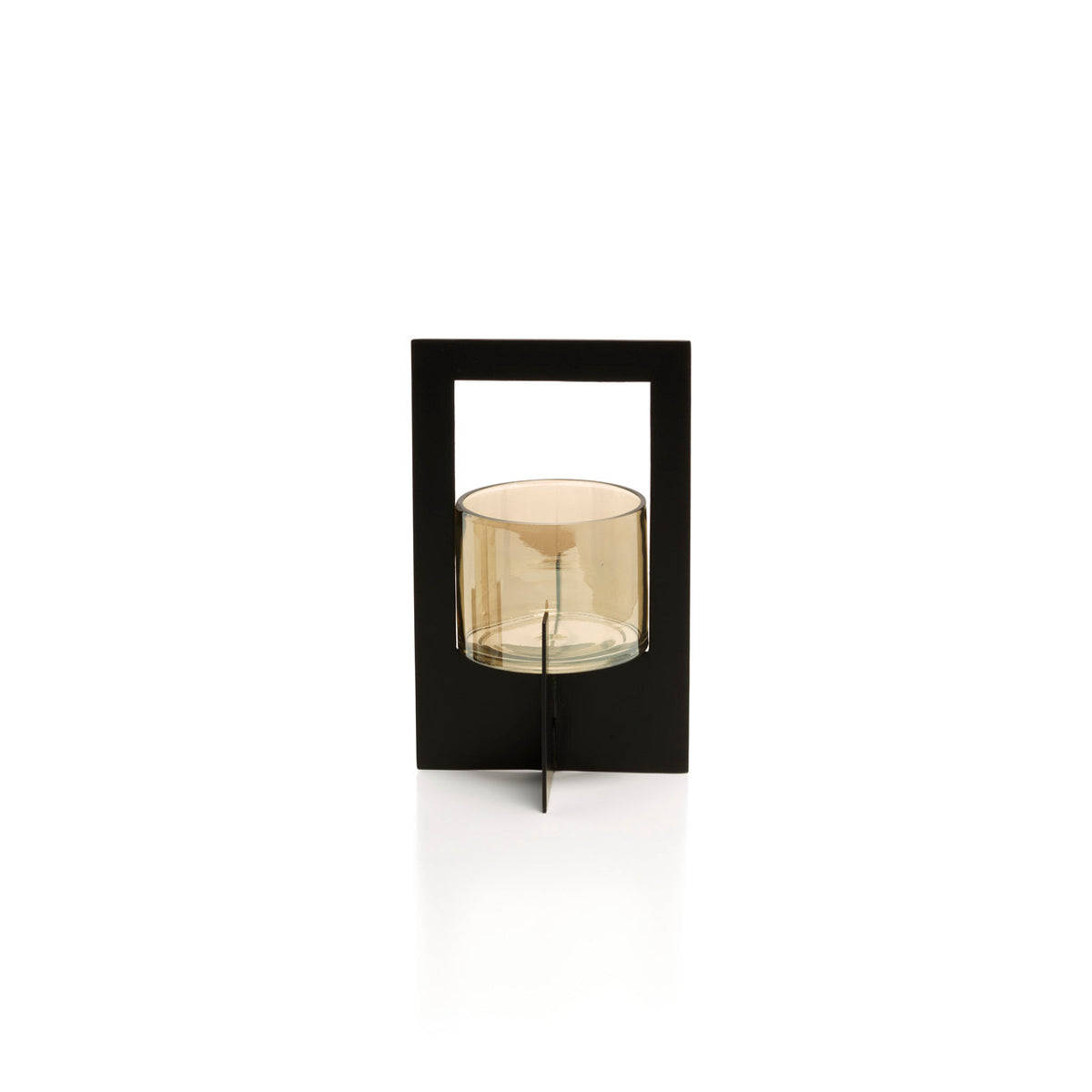 Stormlicht Hurricane Framed – glas en metaal, zwart, L