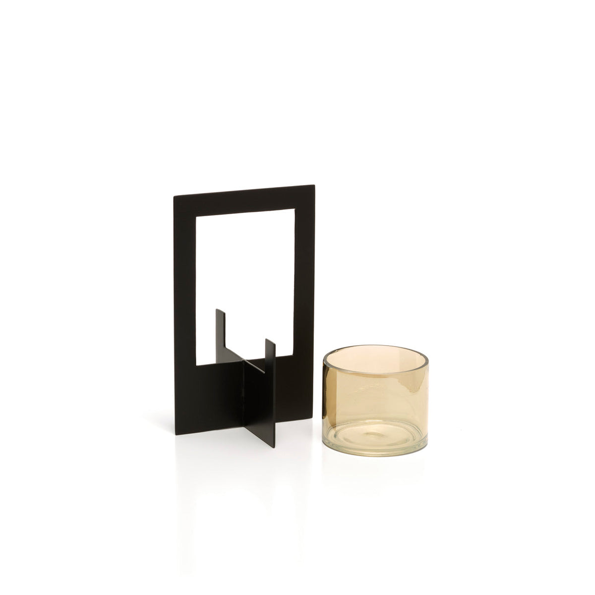 Stormlicht Hurricane Framed – glas en metaal, zwart, L
