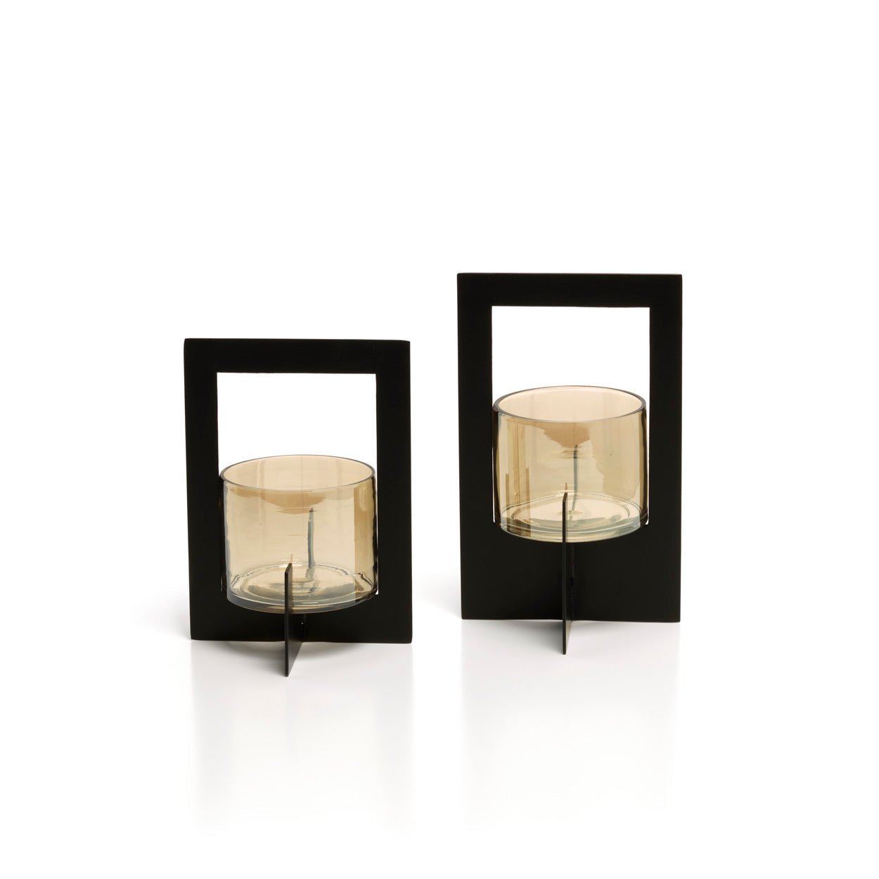 Stormlicht Hurricane Framed – glas en metaal, zwart, L