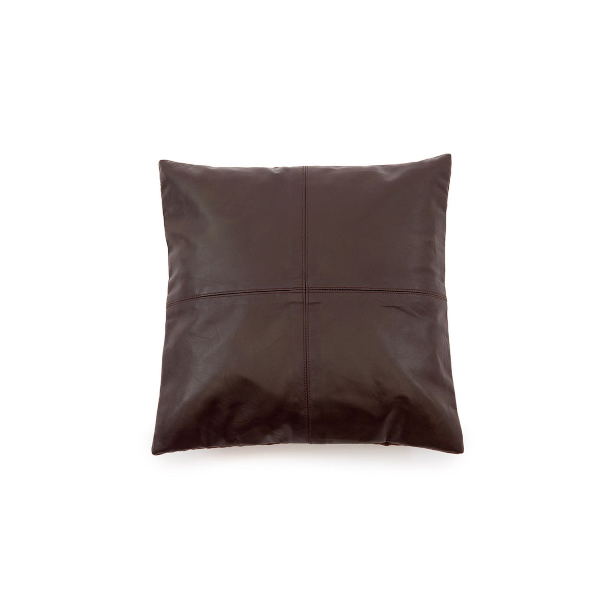 Kussenhoes Four Panel Leather – leer chocoladebruin, 40x40