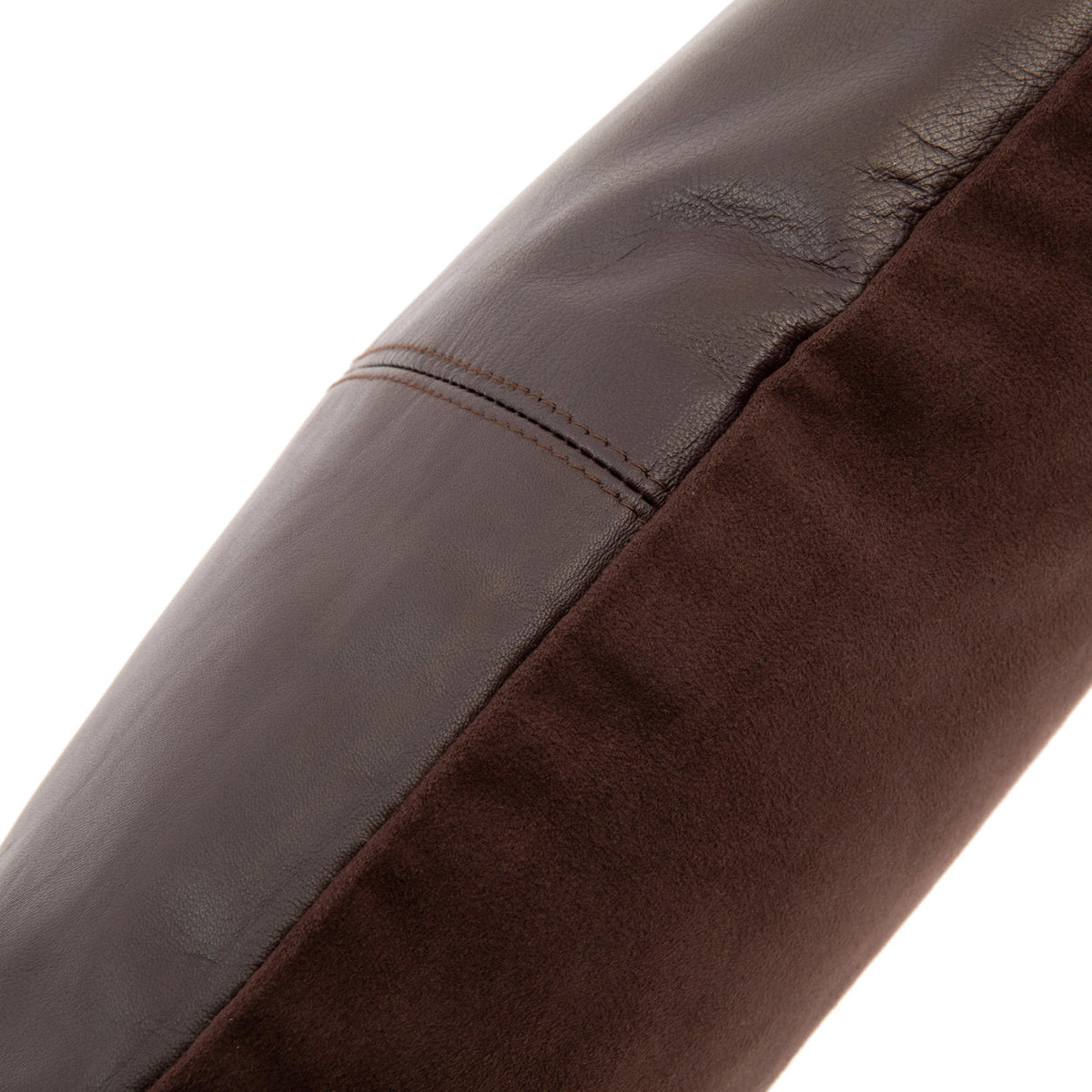 Kussenhoes Four Panel Leather – leer chocoladebruin, 40x40