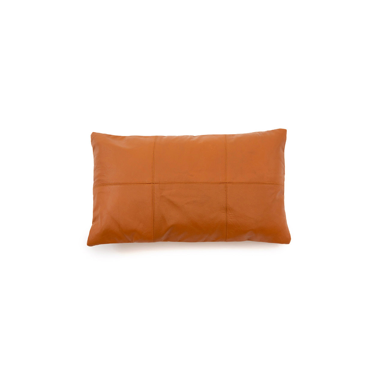 The Six Panel Leather Cushion Cover - Camel - 30x50