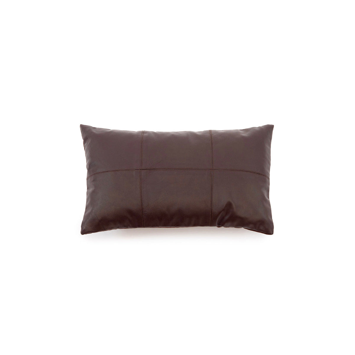 Kussenhoes Six Panel Leather – leer chocoladebruin, 30x50