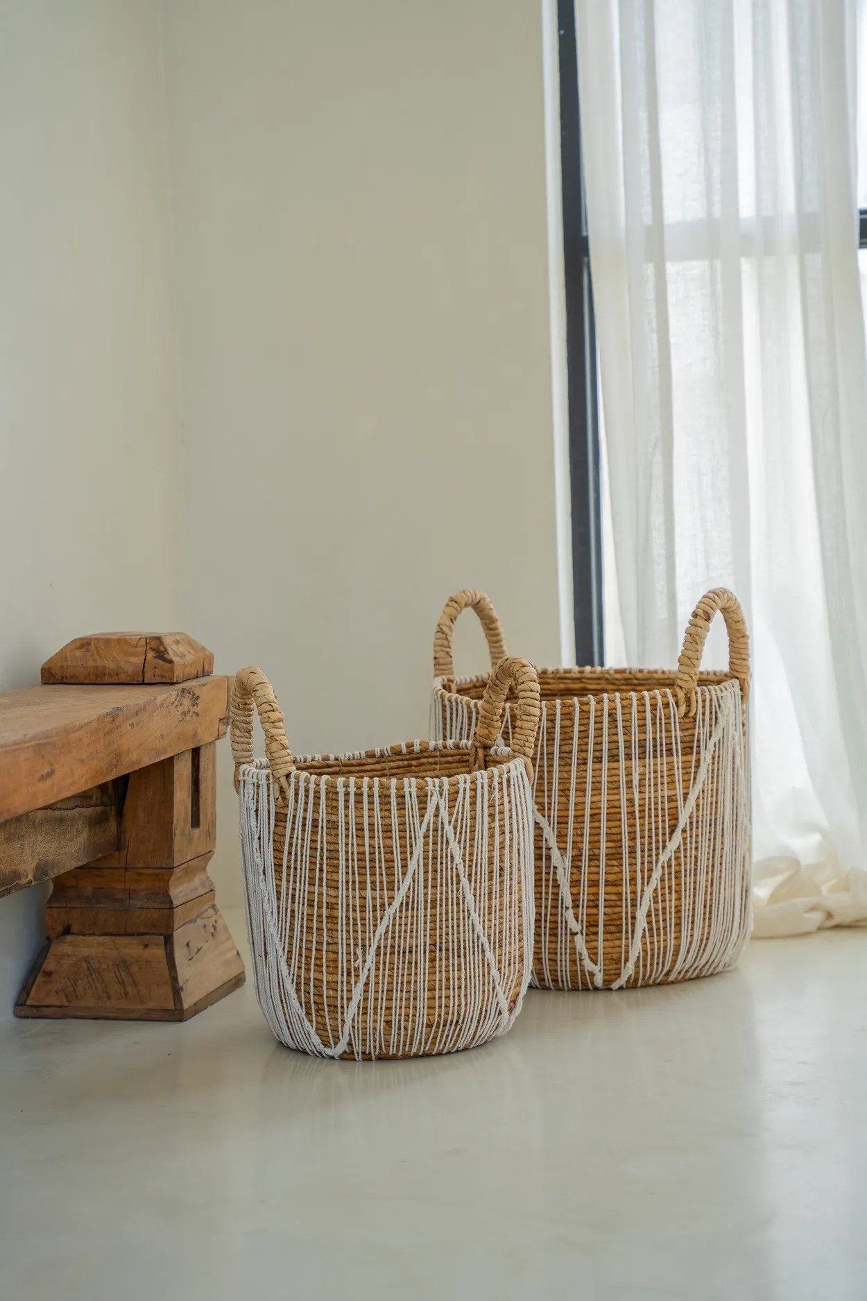 The Straight Stitched Macrame Basket - Small