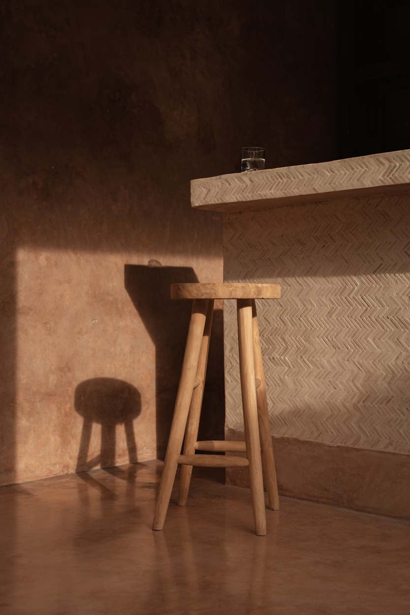 Barkruk Teakhout Naturel 35x35x75 cm